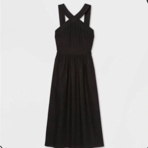 Women's Sleeveless Linen Dress - A New Day Black Xs
